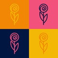 Pop art line Flower icon isolated on color background. 8 March. International Happy Women Day. Vector Royalty Free Stock Photo