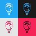 Pop art line Flower rose icon isolated on color background. Vector Royalty Free Stock Photo