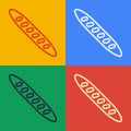 Pop art line French baguette bread icon isolated on color background. Vector Royalty Free Stock Photo