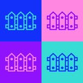 Pop art line Garden fence wooden icon isolated on color background. Vector Illustration Royalty Free Stock Photo