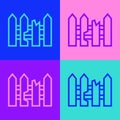 Pop art line Garden fence wooden icon isolated on color background. Vector Royalty Free Stock Photo