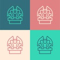 Pop art line Gargoyle on pedestal icon isolated on color background. Vector