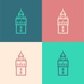 Pop art line Giralda in Seville Spain icon isolated on color background. Vector