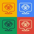Pop art line Grandfather icon isolated on color background. Vector