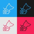 Pop art line Guide dog icon isolated on color background. Vector