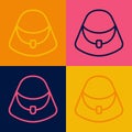 Pop art line Handbag icon isolated on color background. Female handbag sign. Glamour casual baggage symbol. Vector