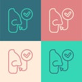 Pop art line Healthy breathing icon isolated on color background. Breathing nose. Vector Royalty Free Stock Photo