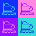 Pop art line High-speed train icon isolated on color background. Railroad travel and railway tourism. Subway or metro streamlined Royalty Free Stock Photo