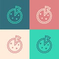 Pop art line Homemade pie icon isolated on color background. Vector Royalty Free Stock Photo