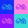 Pop art line Ice resurfacer icon isolated on color background. Ice resurfacing machine on rink. Cleaner for ice rink and