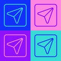 Pop art line Infographic of city map navigation icon isolated on color background. Interface concept design. Geolocation