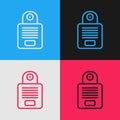 Pop art line Intercom icon isolated on color background. Vector