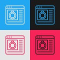 Pop art line Jewelry online shopping icon isolated on color background. Vector