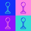 Pop art line Joystick for arcade machine icon isolated on color background. Joystick gamepad. Vector Illustration