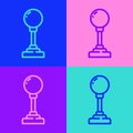 Pop art line Joystick for arcade machine icon isolated on color background. Joystick gamepad. Vector Illustration