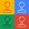 Pop art line Joystick for arcade machine icon isolated on color background. Joystick gamepad. Vector
