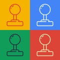 Pop art line Joystick for arcade machine icon isolated on color background. Joystick gamepad. Vector