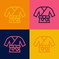 Pop art line Kimono icon isolated on color background. Chinese, Japanese, Korean, Vietnamese wearing national costumes