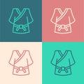 Pop art line Kimono icon isolated on color background. Chinese, Japanese, Korean, Vietnamese wearing national costumes