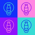 Pop art line Lactose free icon isolated on color background. Vector