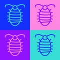 Pop art line Larva insect icon isolated on color background. Vector Royalty Free Stock Photo