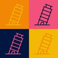 Pop art line Leaning tower in Pisa icon isolated on color background. Italy symbol. Vector