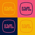 Pop art line Level game icon isolated on color background. Vector
