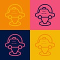 Pop art line Map pointer with taxi car icon isolated on color background. Location symbol. Vector Royalty Free Stock Photo
