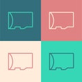 Pop art line Micro SD memory card icon isolated on color background. Vector