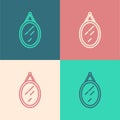 Pop art line Mirror icon isolated on color background. Vector
