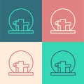 Pop art line Montreal Biosphere icon isolated on color background. Vector