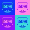 Pop art line MP4 file document. Download mp4 button icon isolated on color background. MP4 file symbol. Vector Royalty Free Stock Photo