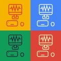 Pop art line Music sound recording studio control room with professional equipment icon isolated on color background Royalty Free Stock Photo