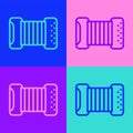 Pop art line Musical instrument accordion icon isolated on color background. Classical bayan, harmonic. Vector