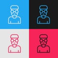 Pop art line Nerd geek icon isolated on color background. Vector Royalty Free Stock Photo