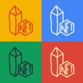 Pop art line NFT Digital crypto art icon isolated on color background. Non fungible token. Vector