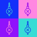 Pop art line No audio jack icon isolated on color background. Audio cable for connection sound equipment. Plug wire Royalty Free Stock Photo