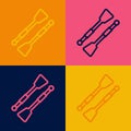 Pop art line Oars or paddles boat icon isolated on color background. Vector