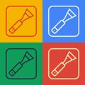 Pop art line Paint brush icon isolated on color background. For the artist or for archaeologists and cleaning during Royalty Free Stock Photo