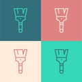 Pop art line Paint brush icon isolated on color background. Vector Royalty Free Stock Photo