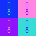 Pop art line Paint brush icon isolated on color background. Vector Illustration Royalty Free Stock Photo