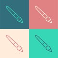 Pop art line Paint brush icon isolated on color background. Vector Royalty Free Stock Photo