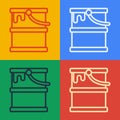 Pop art line Paint bucket icon isolated on color background. Vector Royalty Free Stock Photo