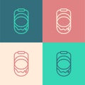 Pop art line Paint bucket icon isolated on color background. Vector Royalty Free Stock Photo