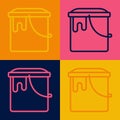 Pop art line Paint bucket icon isolated on color background. Vector Royalty Free Stock Photo