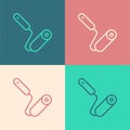 Pop art line Paint roller brush icon isolated on color background. Vector Royalty Free Stock Photo