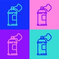 Pop art line Paint spray can icon isolated on color background. Vector Royalty Free Stock Photo