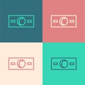 Pop art line Paper money cash icon isolated on color background. Money banknotes stacks. Bill currency. Vector Royalty Free Stock Photo