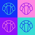 Pop art line Parachute icon isolated on color background. Extreme sport. Sport equipment. Vector Illustration