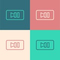 Pop art line Pause button icon isolated on color background. Vector